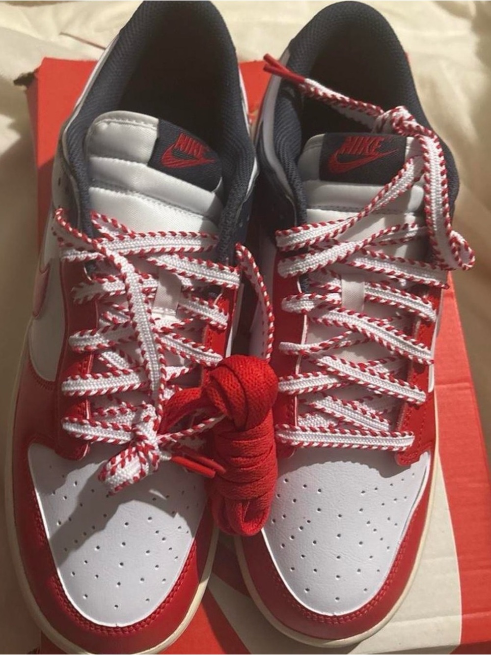 Nike Men’s White & Red Low-Top Sneakers
